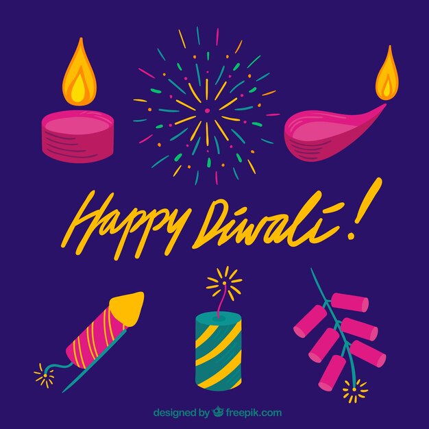 Colección de elementos de feliz diwali 
