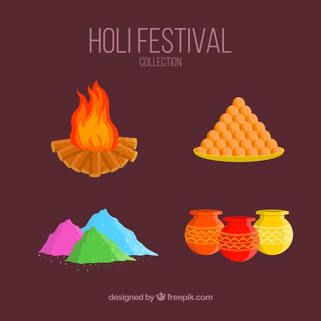 Colección elementos festival holi
