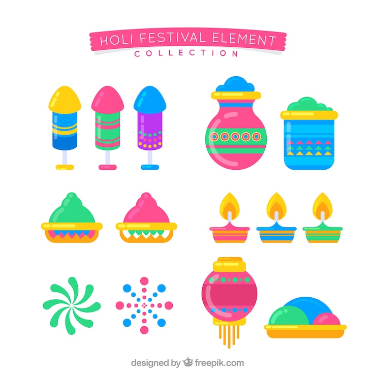 Vector gratuito colección elementos festival holi