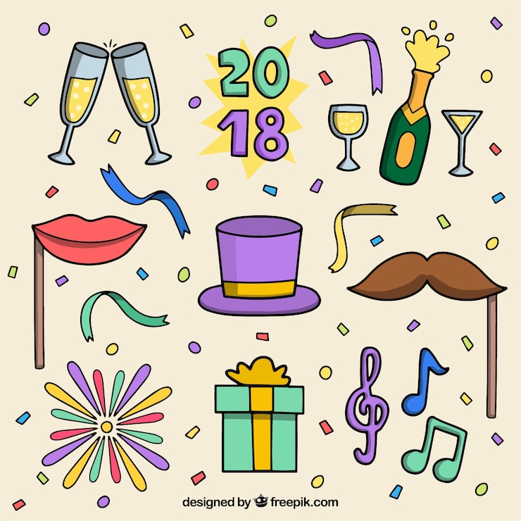 Vector gratuito colección de elementos de fiesta de año nuevo