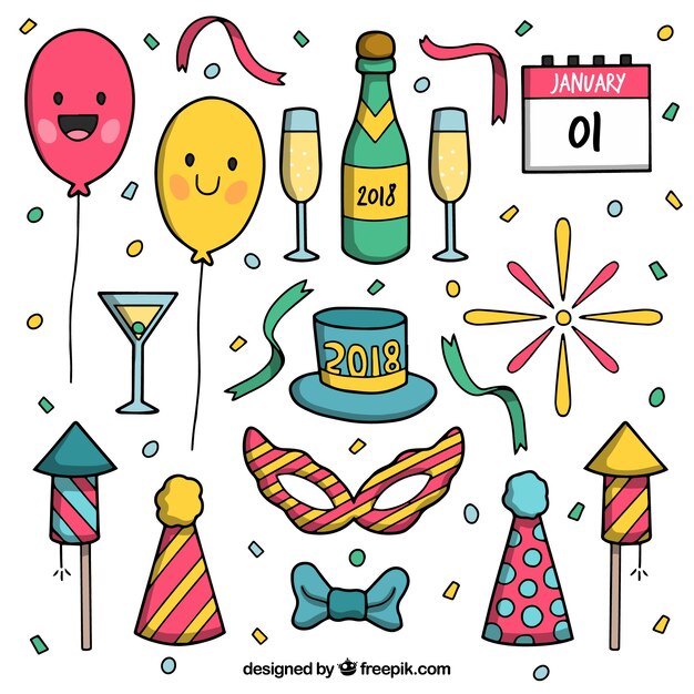Colección de elementos de fiesta de año nuevo