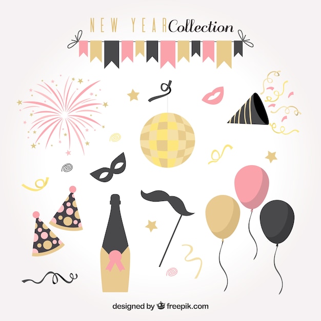 Colección de elementos de fiesta de año nuevo