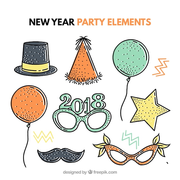 Colección de elementos de fiesta de año nuevo