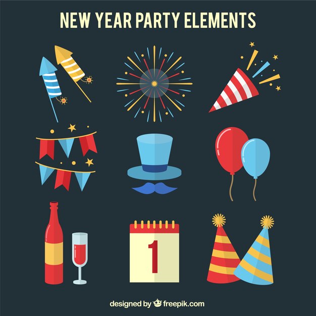 Colección de elementos de fiesta de año nuevo