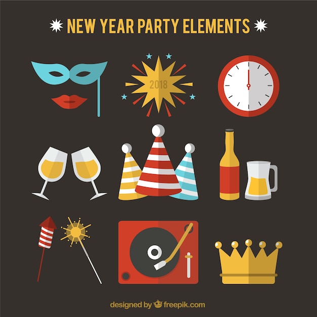 Colección de elementos de fiesta de año nuevo
