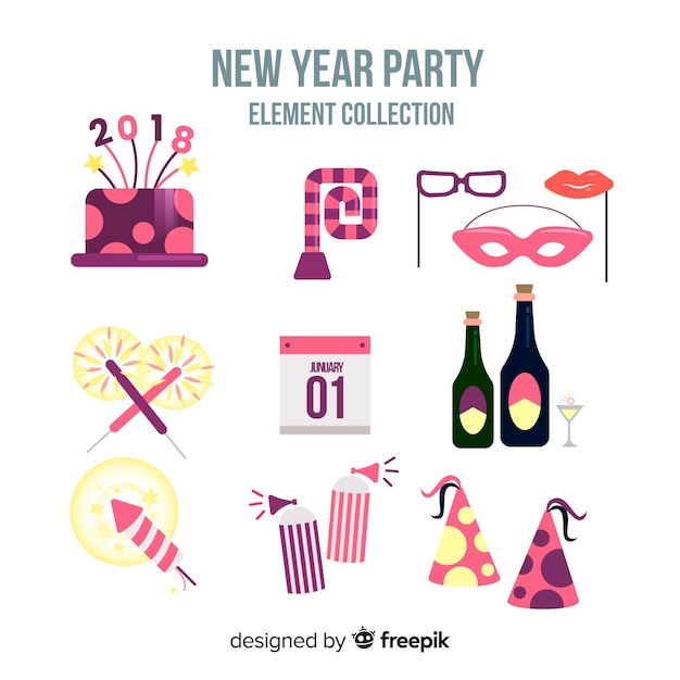 Colección de elementos de fiesta de año nuevo