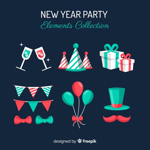 Colección de elementos de fiesta de año nuevo