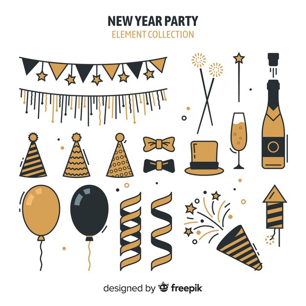 Colección elementos fiesta año nuevo