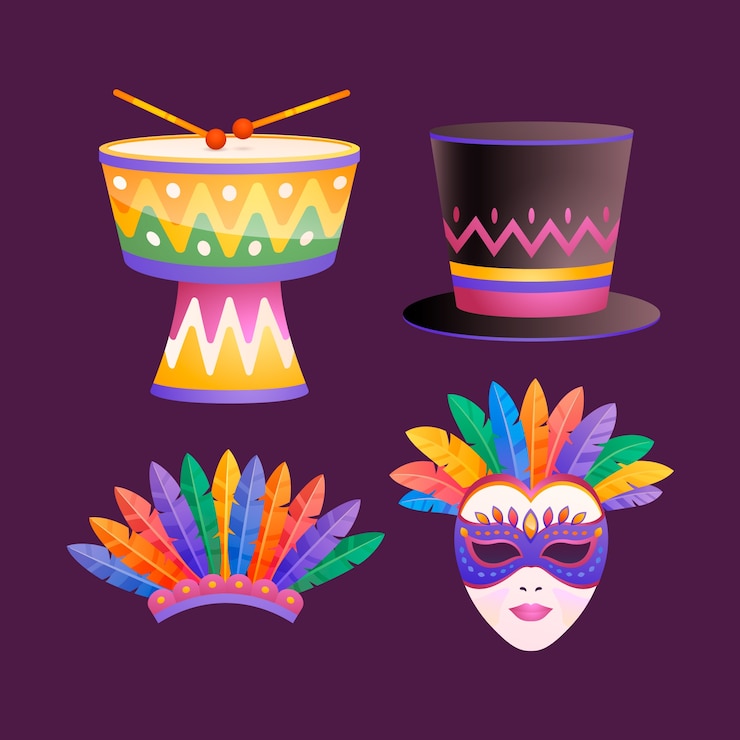 Vector gratuito colección de elementos de fiesta de carnaval degradados