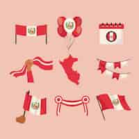 Vector gratuito colección de elementos de fiestas patrias de diseño plano