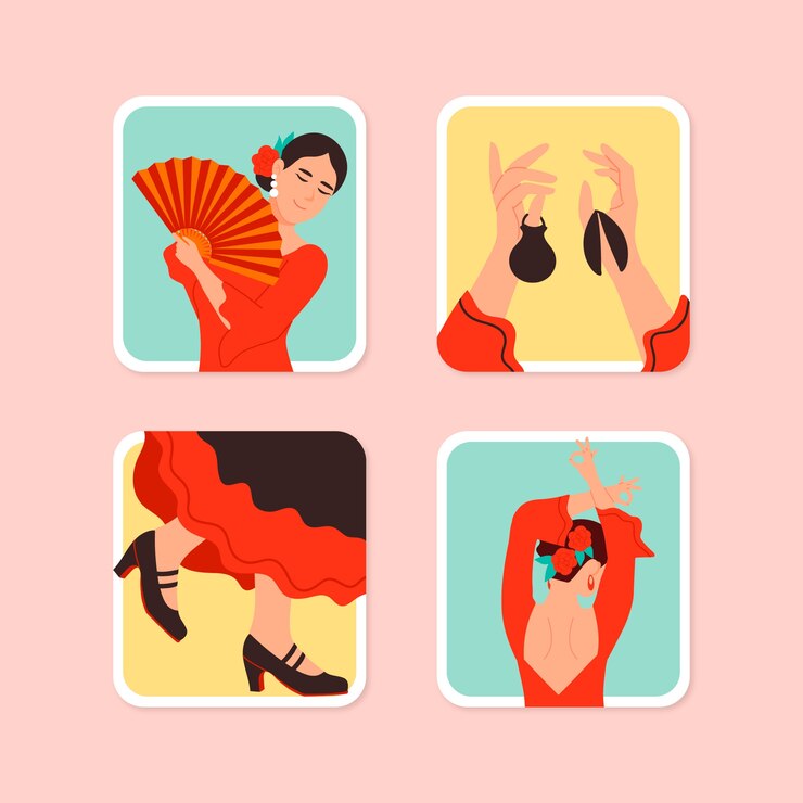 Vector gratuito colección elementos flamencos dibujados a mano