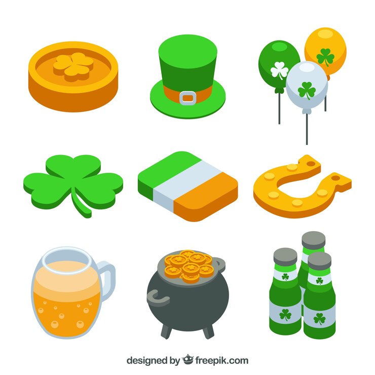Vector gratuito colección de elementos flat para el día de san patricio