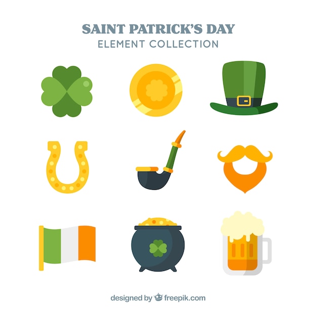 Vector gratuito colección de elementos flat para el día de san patricio