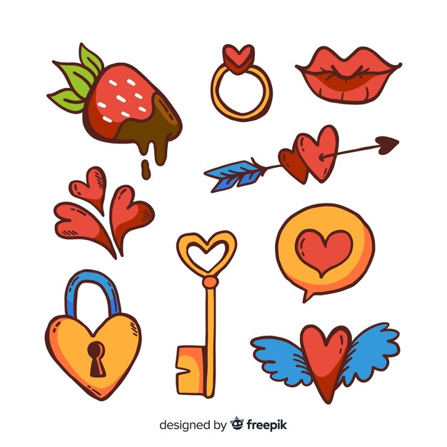 Colección de elementos flat del día de san valentin
