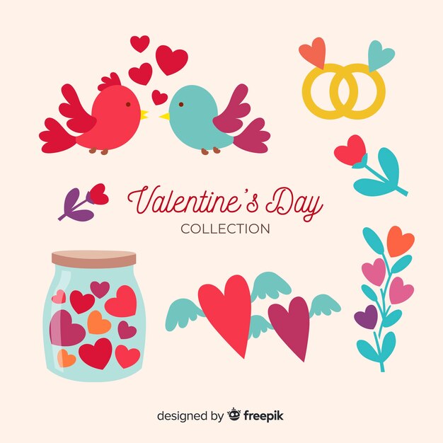 Colección de elementos flat del día de san valentin