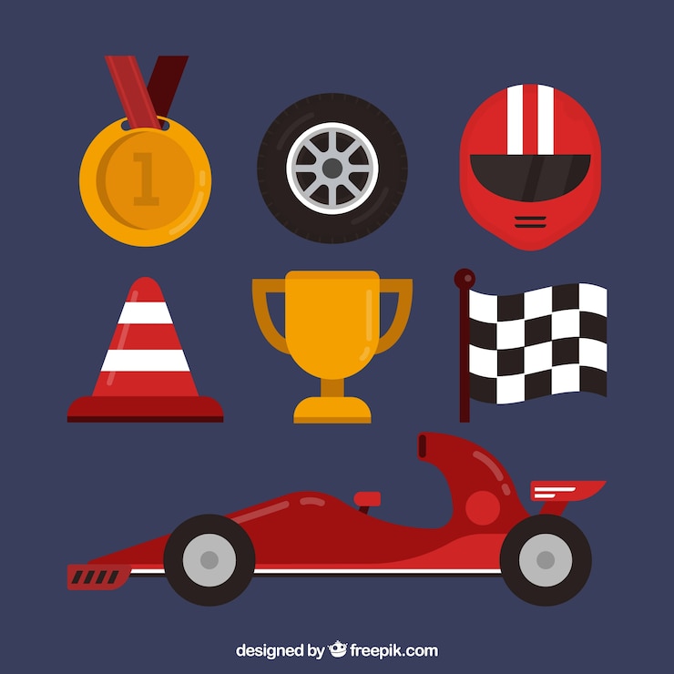 Vector gratuito colección de elementos flat de formula 1