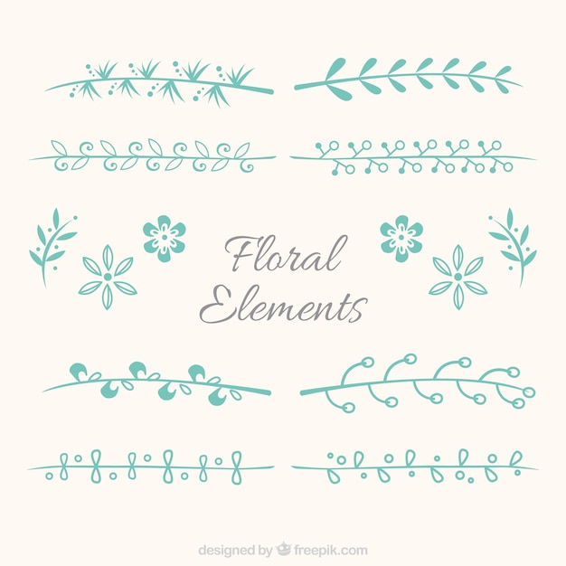 Vector gratuito colección de elementos florales azules