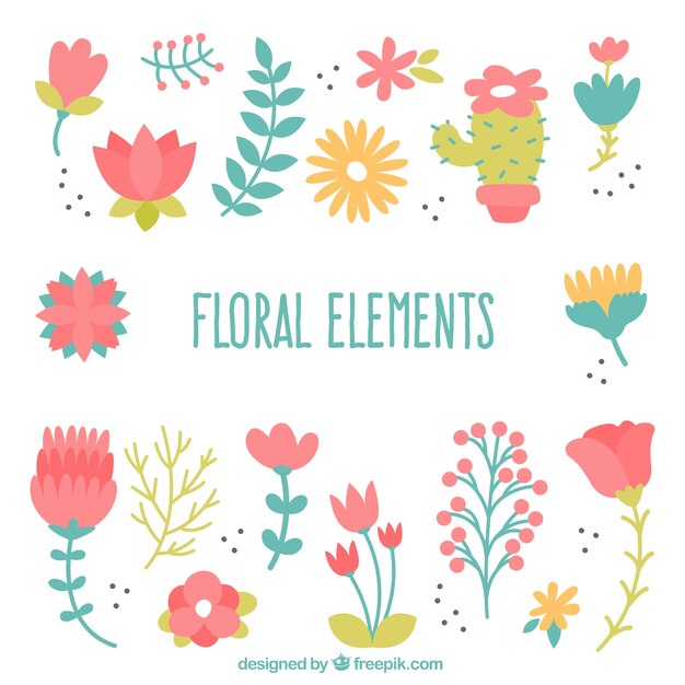Colección de elementos florales bonitos