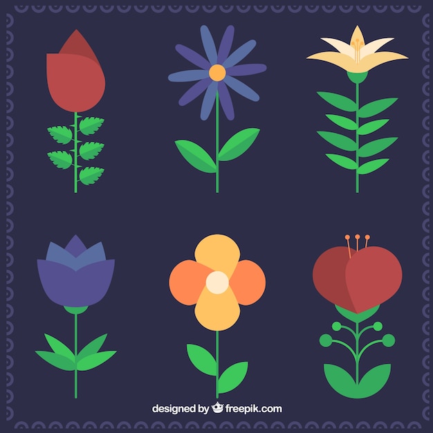 Vector gratuito colección de elementos florales con especies diferentes