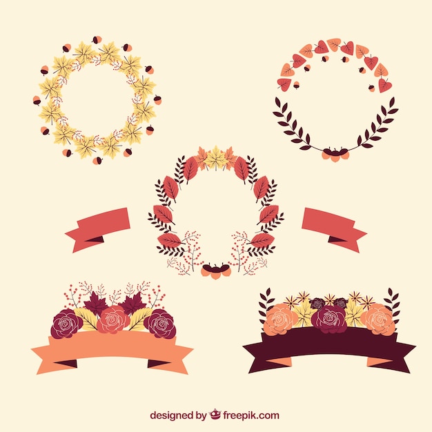 Vector gratuito colección de elementos florales