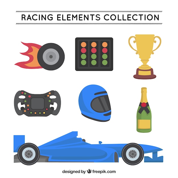 Vector gratuito colección de elementos de formula 1