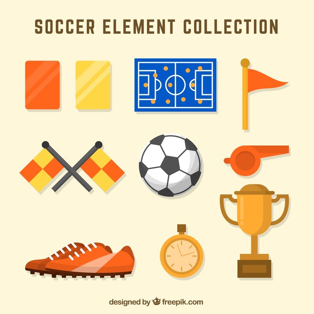 Colección de elementos de fútbol