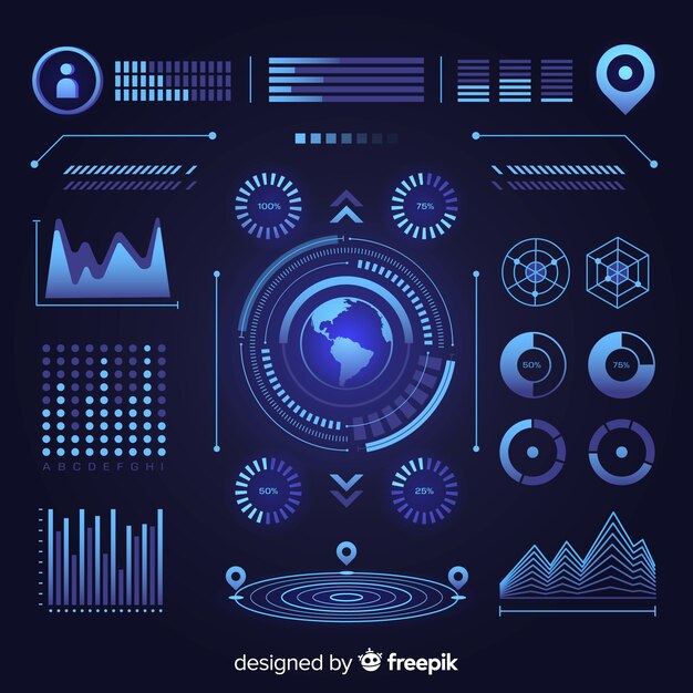 Colección elementos futuristas infografía futurista plana