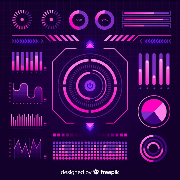 Colección elementos futuristas infografía futurista plana