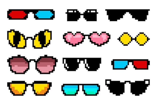 Colección de elementos de gafas de sol de thug life de diseño plano