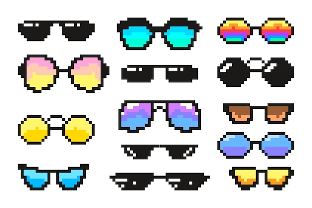 Colección de elementos de gafas de sol de thug life de diseño plano