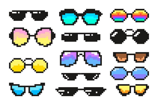 Colección de elementos de gafas de sol de thug life de diseño plano