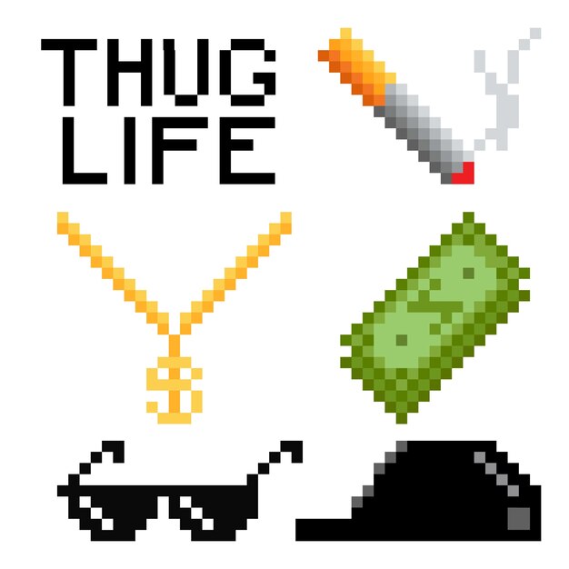 Colección de elementos de gafas de sol de thug life de diseño plano
