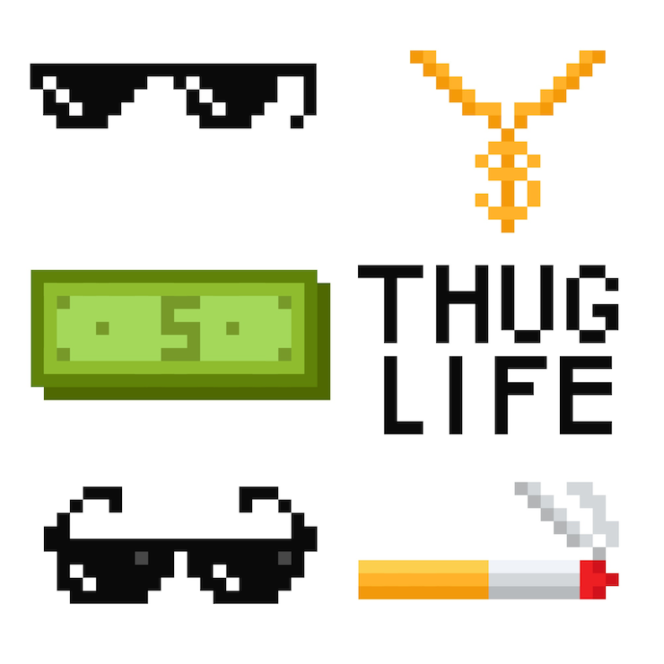 Vector gratuito colección de elementos de gafas de sol de thug life de diseño plano