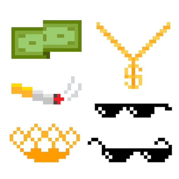 Vector gratuito colección de elementos de gafas de sol de thug life de diseño plano