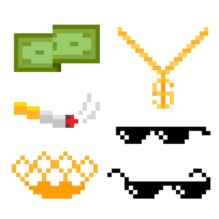 Vector gratuito colección de elementos de gafas de sol de thug life de diseño plano