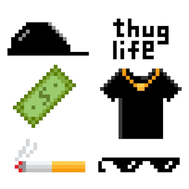 Vector gratuito colección de elementos de gafas de sol de thug life de diseño plano