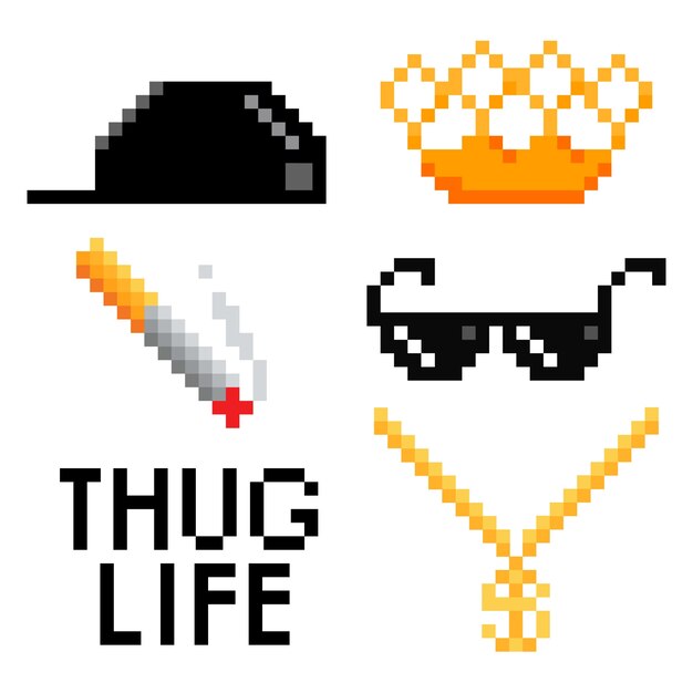 Colección de elementos de gafas de sol de thug life de diseño plano