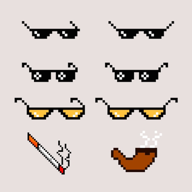 Colección de elementos de gafas de sol de thug life de diseño plano