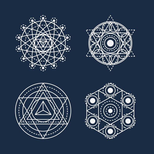 Colección de elementos de geometría sagrada dibujados a mano