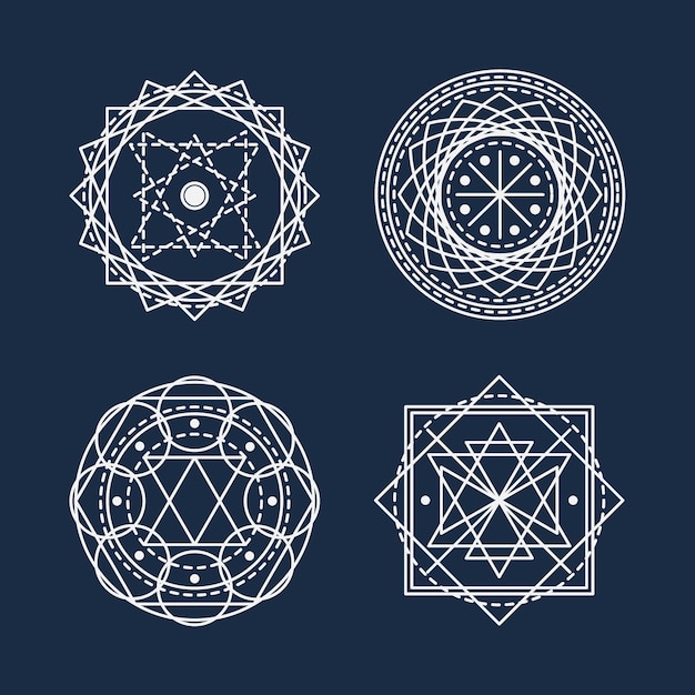 Colección de elementos de geometría sagrada dibujados a mano