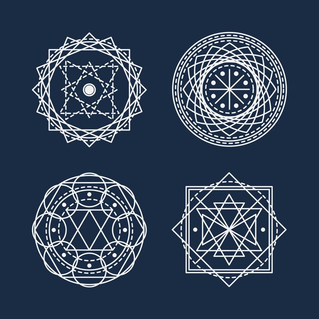 Colección de elementos de geometría sagrada dibujados a mano