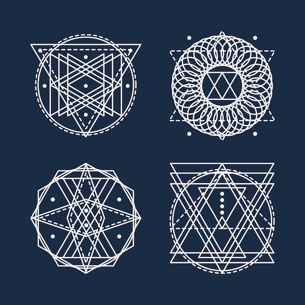 Vector gratuito colección de elementos de geometría sagrada dibujados a mano