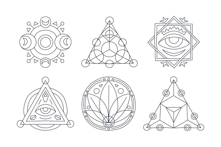 Vector gratuito colección de elementos de geometría sagrada dibujados a mano