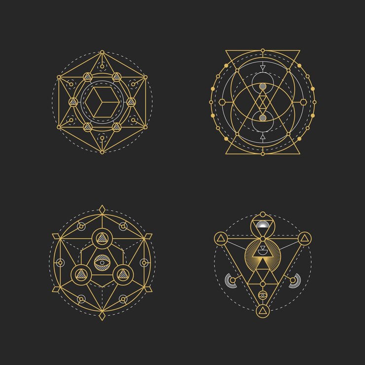 Vector gratuito colección de elementos de geometría sagrada dibujados a mano