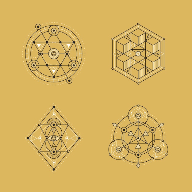 Vector gratuito colección de elementos de geometría sagrada dibujados a mano