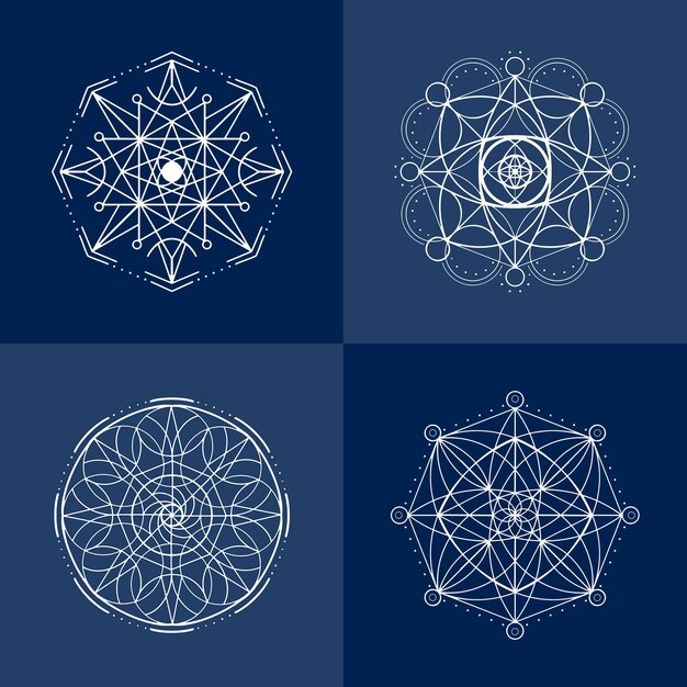 Colección de elementos de geometría sagrada dibujados a mano