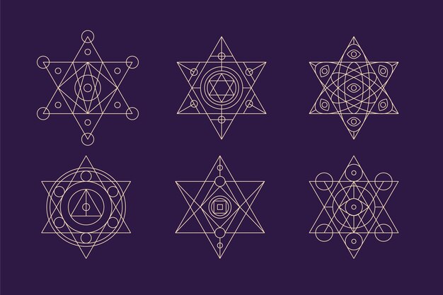 Colección de elementos de geometría sagrada de diseño plano