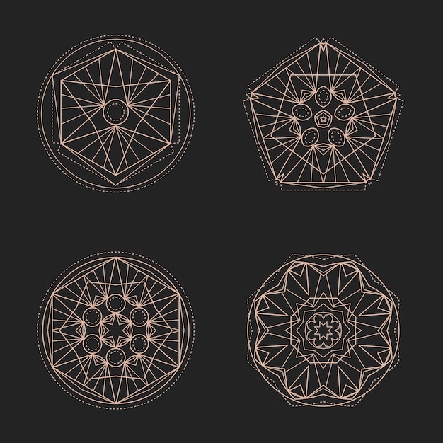 Colección de elementos de geometría sagrada de diseño plano