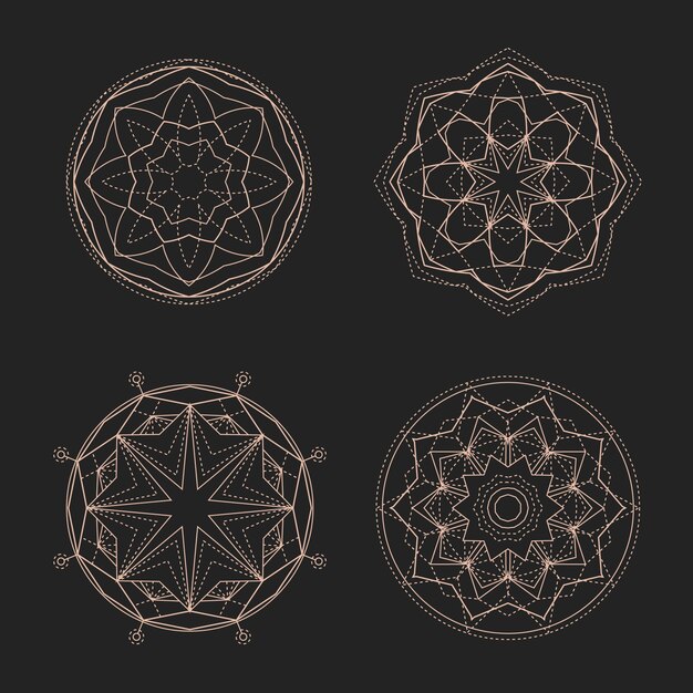 Colección de elementos de geometría sagrada de diseño plano