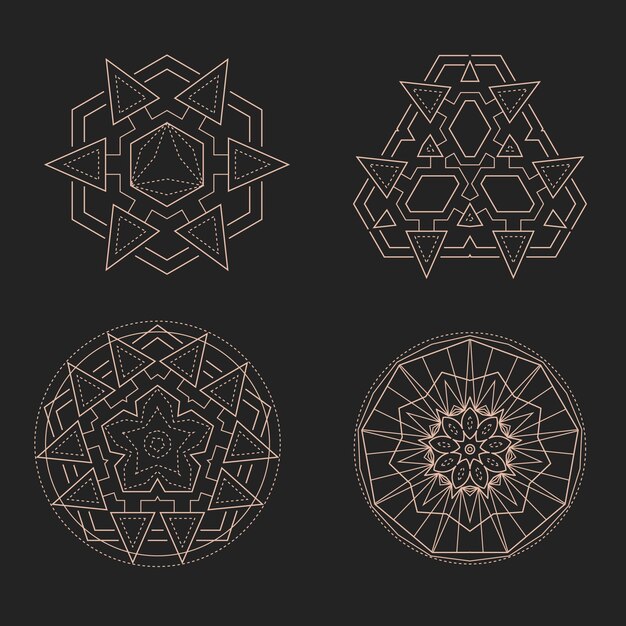 Colección de elementos de geometría sagrada de diseño plano
